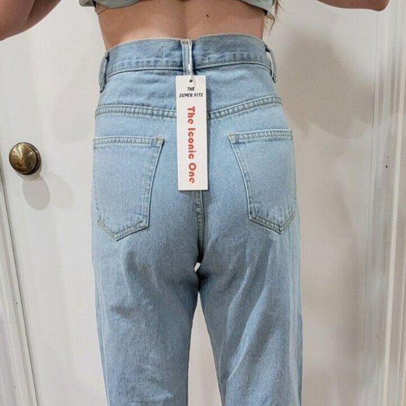 Jeans Double Criss Cross Waist Acid Wash Fashion  New Womans Sz 2 "WHY NOT?" - Picture 4 of 8